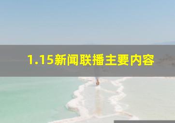 1.15新闻联播主要内容