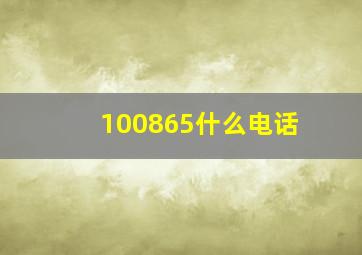 100865什么电话