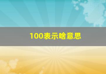 100表示啥意思