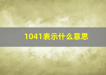 1041表示什么意思