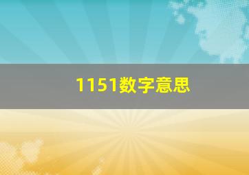 1151数字意思