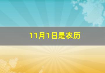 11月1日是农历