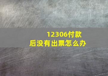 12306付款后没有出票怎么办