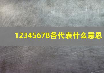 12345678各代表什么意思