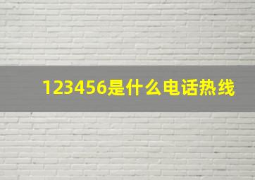 123456是什么电话热线