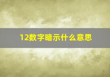 12数字暗示什么意思