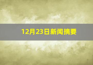 12月23日新闻摘要