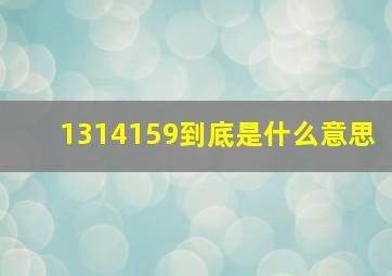 1314159到底是什么意思