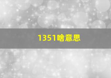 1351啥意思