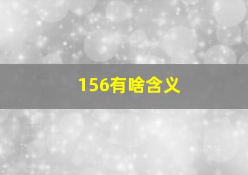 156有啥含义