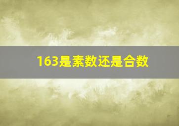 163是素数还是合数