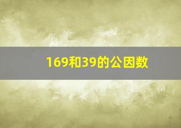 169和39的公因数