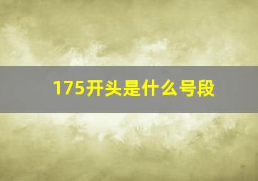 175开头是什么号段