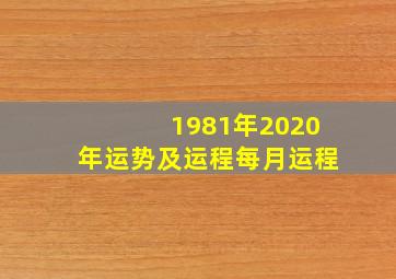 1981年2020年运势及运程每月运程