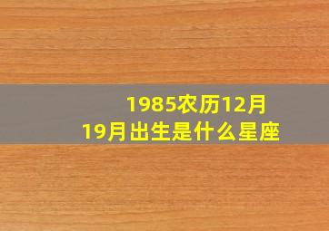 1985农历12月19月出生是什么星座