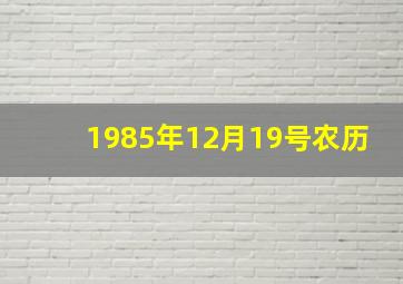 1985年12月19号农历