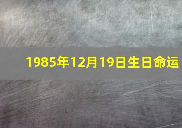 1985年12月19日生日命运