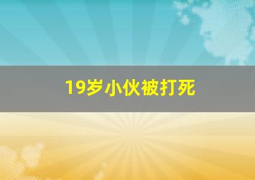 19岁小伙被打死