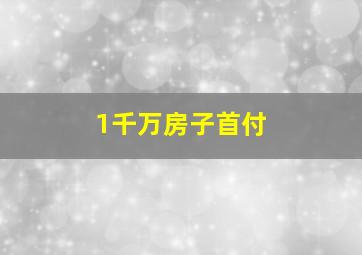 1千万房子首付