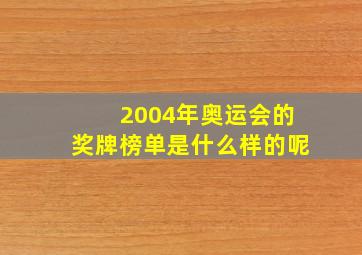 2004年奥运会的奖牌榜单是什么样的呢