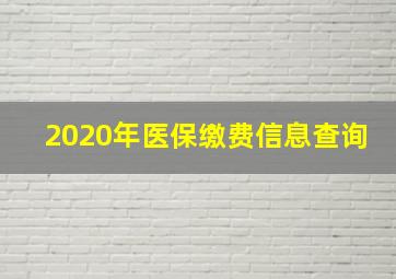 2020年医保缴费信息查询