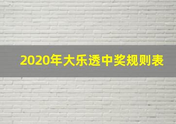 2020年大乐透中奖规则表