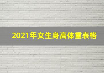 2021年女生身高体重表格