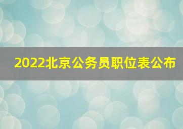 2022北京公务员职位表公布