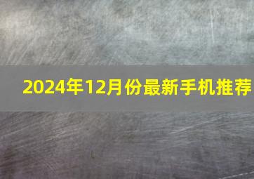 2024年12月份最新手机推荐