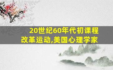 20世纪60年代初课程改革运动,美国心理学家