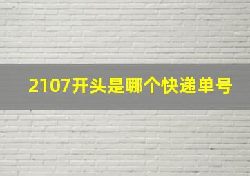 2107开头是哪个快递单号