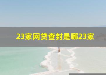 23家网贷查封是哪23家