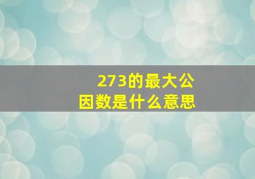 273的最大公因数是什么意思