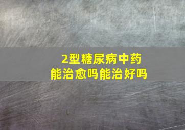 2型糖尿病中药能治愈吗能治好吗