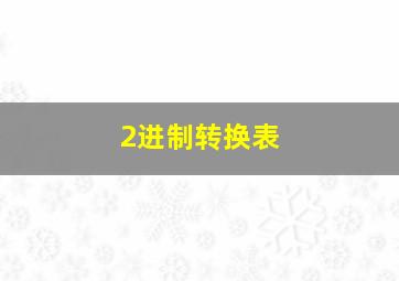 2进制转换表