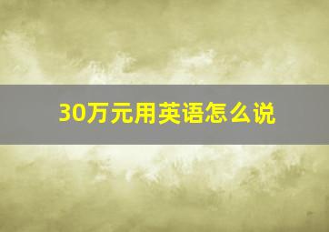 30万元用英语怎么说