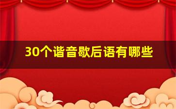 30个谐音歇后语有哪些