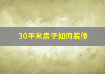 30平米房子如何装修