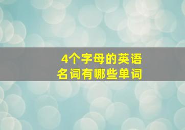 4个字母的英语名词有哪些单词