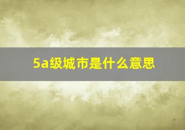 5a级城市是什么意思