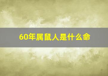 60年属鼠人是什么命