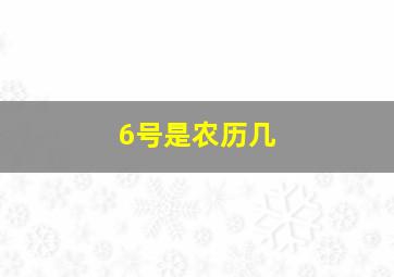 6号是农历几