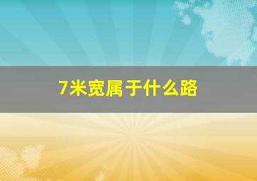 7米宽属于什么路