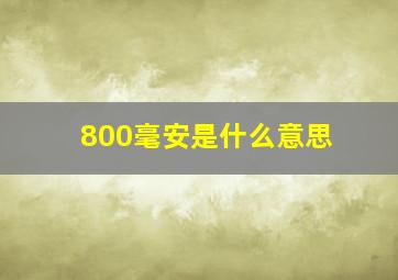 800毫安是什么意思