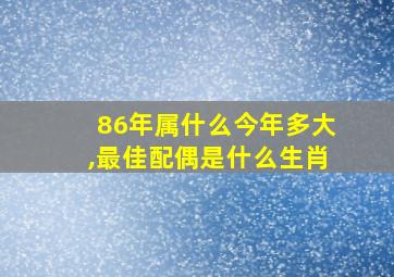 86年属什么今年多大,最佳配偶是什么生肖