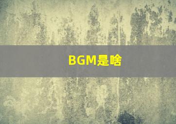 BGM是啥