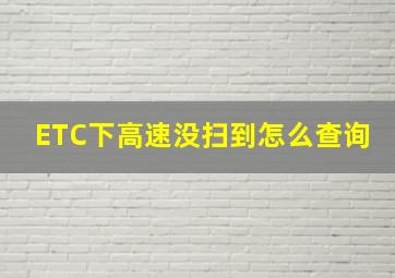 ETC下高速没扫到怎么查询