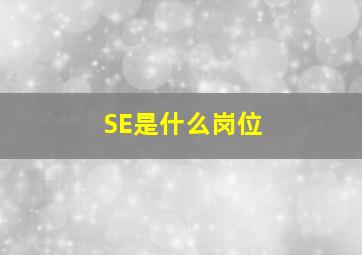 SE是什么岗位