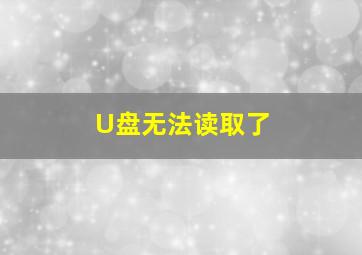 U盘无法读取了