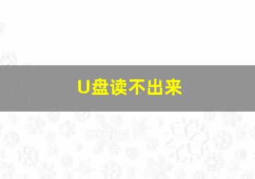 U盘读不出来